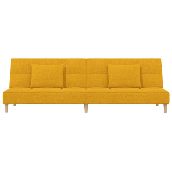 vidaXL Canap&eacute;-lit &agrave; 2 places avec deux oreillers Jaune Tissu
