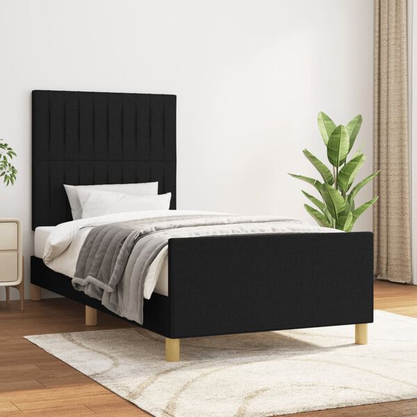 vidaXL Cadre de lit sans matelas noir 100x200 cm tissu