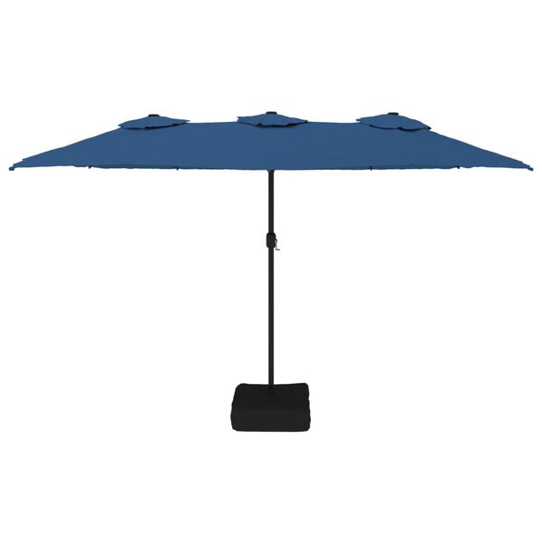 vidaXL Parasol de jardin à double tête avec LED bleu azuré 449x265 cm
