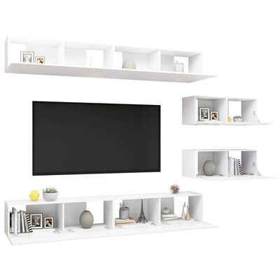 vidaXL Ensemble de meubles TV 6 pcs Blanc Bois d'ingénierie