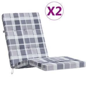 vidaXL Coussins de chaise longue lot de 2 gris motif &agrave; carreaux