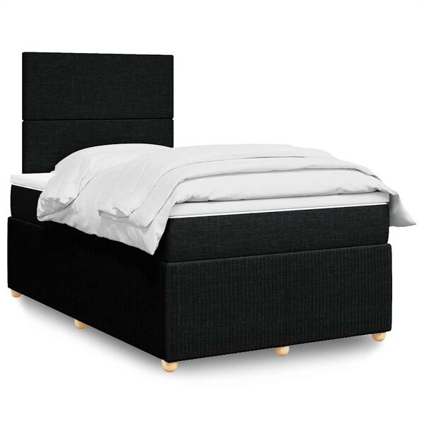 vidaXL Sommier &agrave; lattes de lit avec matelas Noir 120x200 cm Tissu