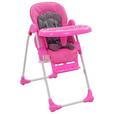 vidaXL Chaise haute pour bébé Rose et gris