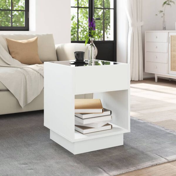 vidaXL Table basse avec LED infini blanc 40x40x50 cm