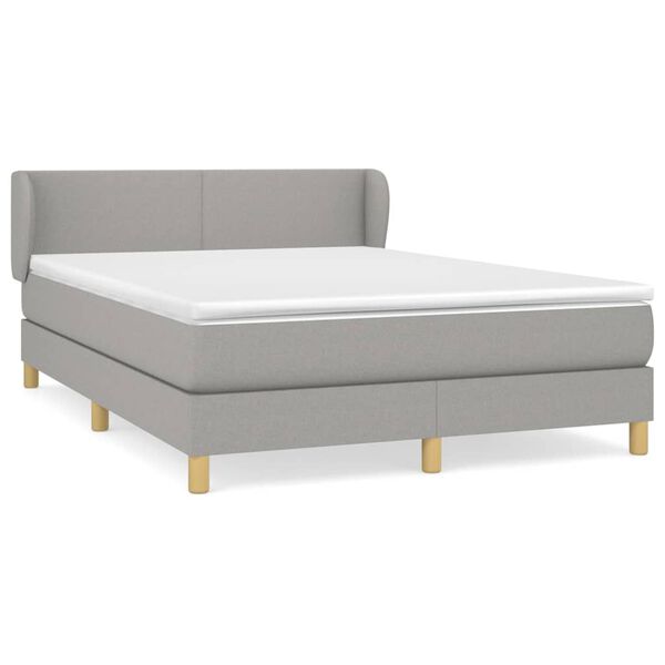 vidaXL Sommier &agrave; lattes de lit avec matelas Gris clair 140x190cm Tissu