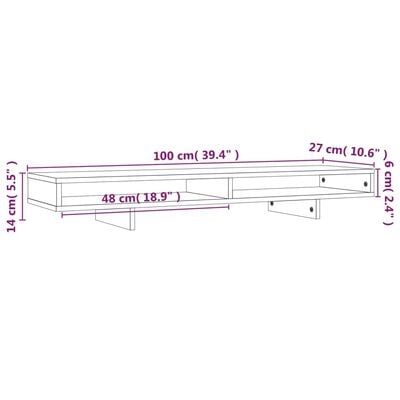 vidaXL Support de moniteur Blanc 100x27x14 cm Bois de pin solide