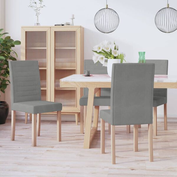 vidaXL Chaises &agrave; manger lot de 4 gris clair tissu