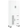 vidaXL Buffet haut Blanc brillant 69,5x34x180 cm Bois d'ing&eacute;nierie