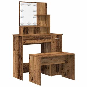 vidaXL Ensemble de coiffeuse avec LED vieux bois bois d'ing&eacute;nierie