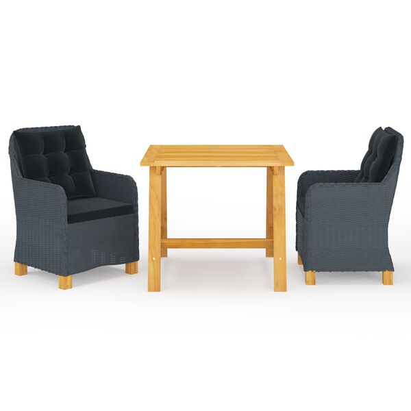 vidaXL Ensemble à manger de jardin 3 pcs Gris foncé