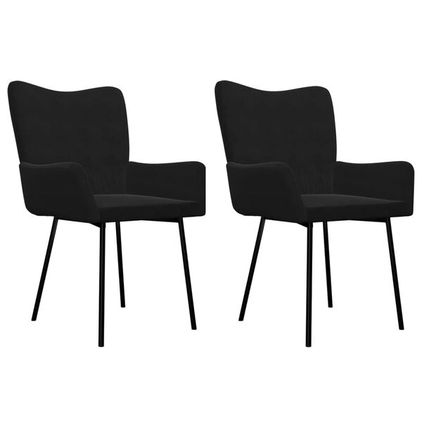 vidaXL Chaises &agrave; manger lot de 2 Noir Velours