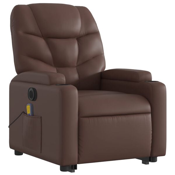 vidaXL Fauteuil inclinable de massage électrique marron similicuir