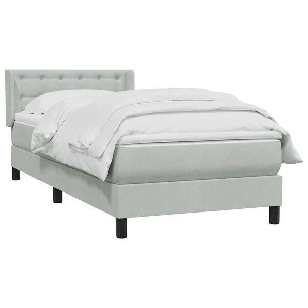 vidaXL Sommier &agrave; lattes de lit et matelas gris clair 90x220 cm velours