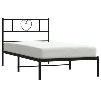 vidaXL Cadre de lit métal sans matelas avec tête de lit noir 90x190 cm