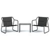 vidaXL Salon de jardin avec coussins 3 pcs anthracite acier