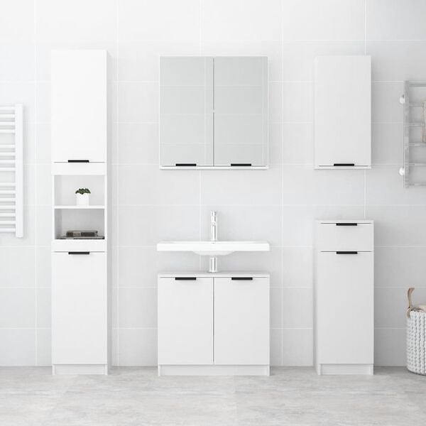 vidaXL Armoire salle de bain Blanc 64,5x33,5x59 cm Bois d'ing&eacute;nierie