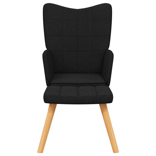 vidaXL Chaise de relaxation avec tabouret Noir Tissu