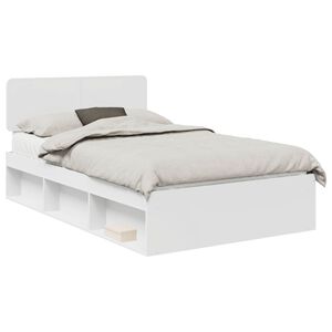 vidaXL Cadre de lit avec t&ecirc;te de lit Blanc 135 x 190 cm Pin massif