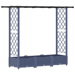 vidaXL Lit &Eacute;lev&eacute; avec Treillis et Toit Gris 164 x 40 x 123 cm PP