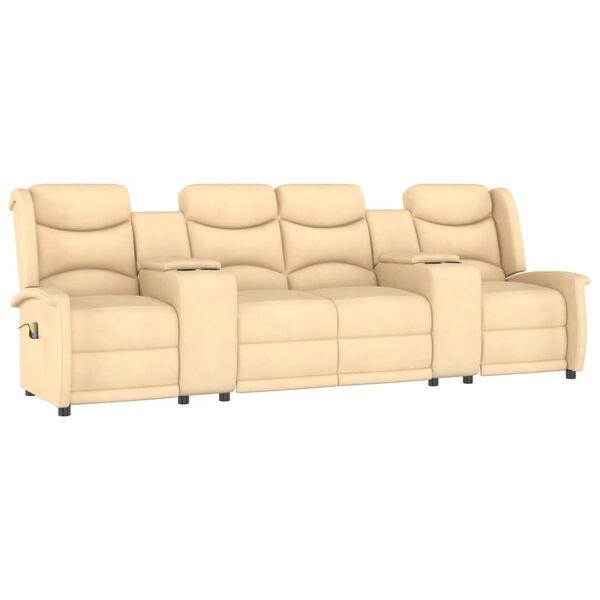 vidaXL Fauteuil de massage inclinable et porte-gobelets 4 places cr&egrave;me