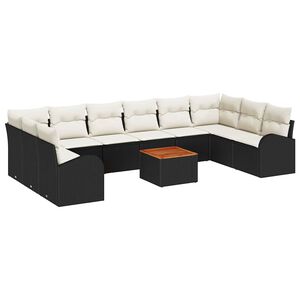 vidaXL Ensemble de canap&eacute; de jardin 11 pc Noir polyrotin