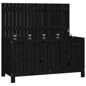 vidaXL Bo&icirc;te de rangement de jardin Noir 121x55x64 cm Bois massif pin