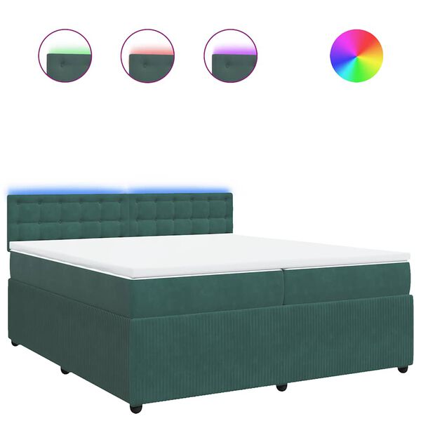 vidaXL Sommier &agrave; lattes de lit et matelas Vert fonc&eacute; 200x200cm Velours