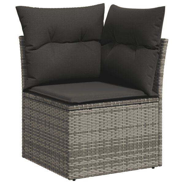 vidaXL Salon de jardin 9 pcs avec coussins gris r&eacute;sine tress&eacute;e