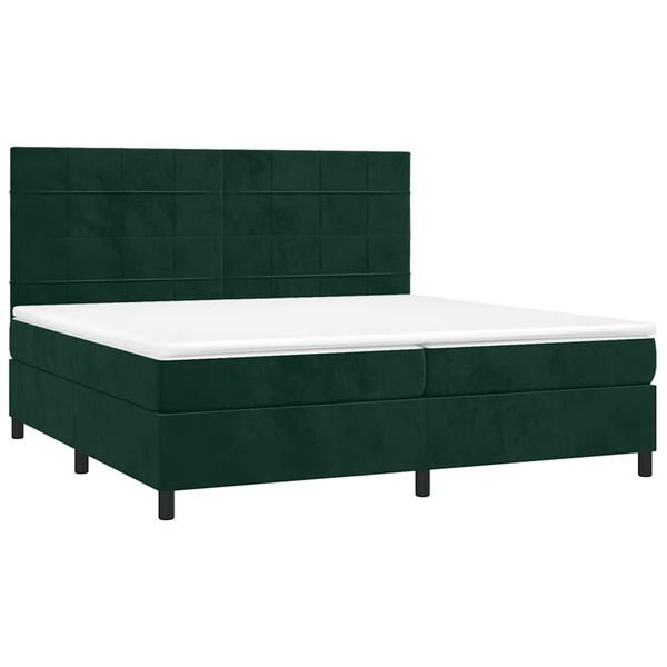 vidaXL Sommier &agrave; lattes de lit matelas et LED Vert fonc&eacute; 200x200 cm