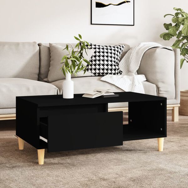 vidaXL Table basse Noir 90x50x36,5 cm Bois d'ing&eacute;nierie