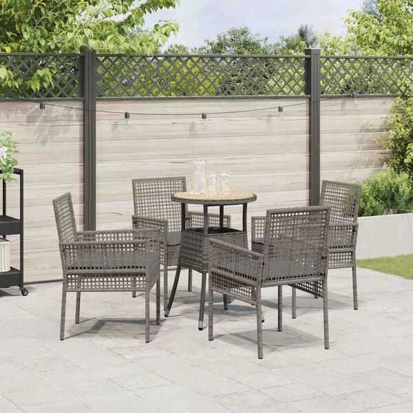 vidaXL Ensemble de salle &agrave; manger pour jardin 5 pcs Gris polyrotin