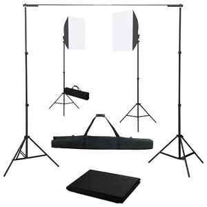 vidaXL Kit de studio photo avec bo&icirc;tes &agrave; lumi&egrave;re et toile de fond