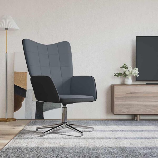 vidaXL Chaise de relaxation Gris fonc&eacute; Velours et PVC