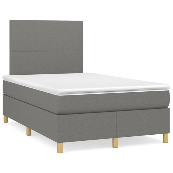 vidaXL Sommier &agrave; lattes de lit avec matelas gris fonc&eacute; 120x190cm tissu
