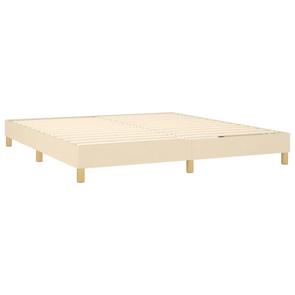 vidaXL Sommier &agrave; lattes de lit avec matelas Cr&egrave;me 160x200 cm Tissu