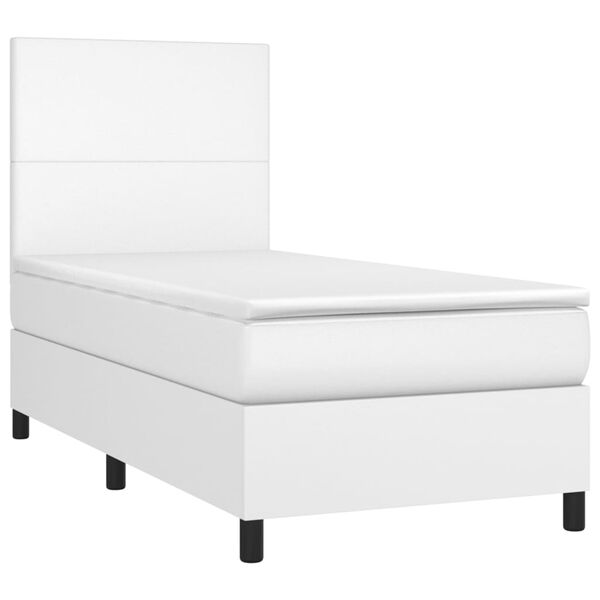 vidaXL Sommier à lattes de lit avec matelas Blanc 80x200 cm Similicuir