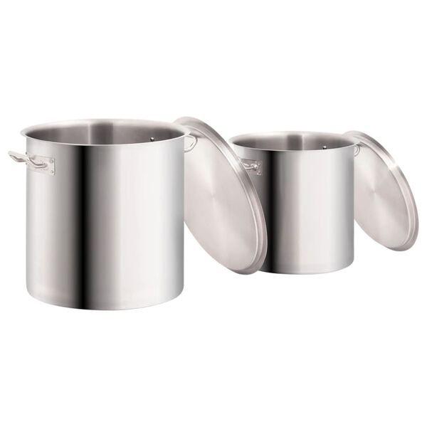vidaXL Ensemble de 2 casseroles à bouillon 50/25 L Inox