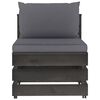 vidaXL Salon de jardin 5 pcs avec coussins Bois impr&eacute;gn&eacute; de gris