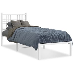 vidaXL Cadre de lit m&eacute;tal sans matelas avec t&ecirc;te de lit blanc 80x200cm