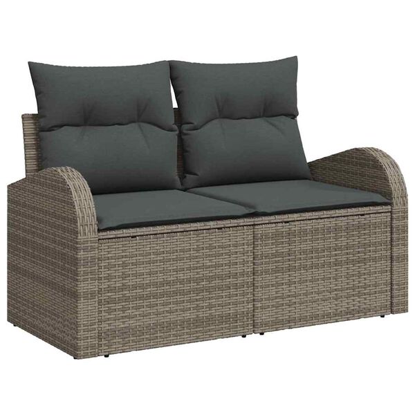 vidaXL Ensemble de canap&eacute; de jardin avec coussin 9 pcs Gris