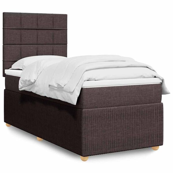 vidaXL Sommier &agrave; lattes de lit avec matelas Marron fonc&eacute; 90x190 cm