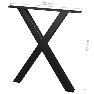 vidaXL Pieds de table de salle à manger 2 pcs Cadre en X 70x72 cm