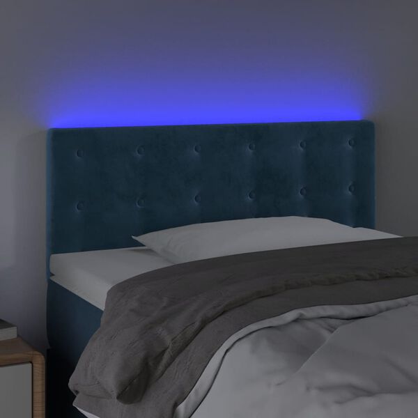 vidaXL T&ecirc;te de lit &agrave; LED Bleu fonc&eacute; 80x5x78/88 cm Velours