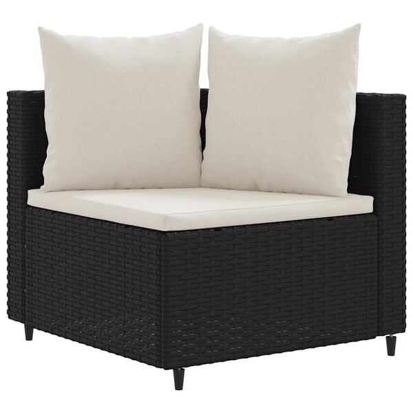vidaXL Salon de jardin 6 pcs avec coussins noir r&eacute;sine tress&eacute;e