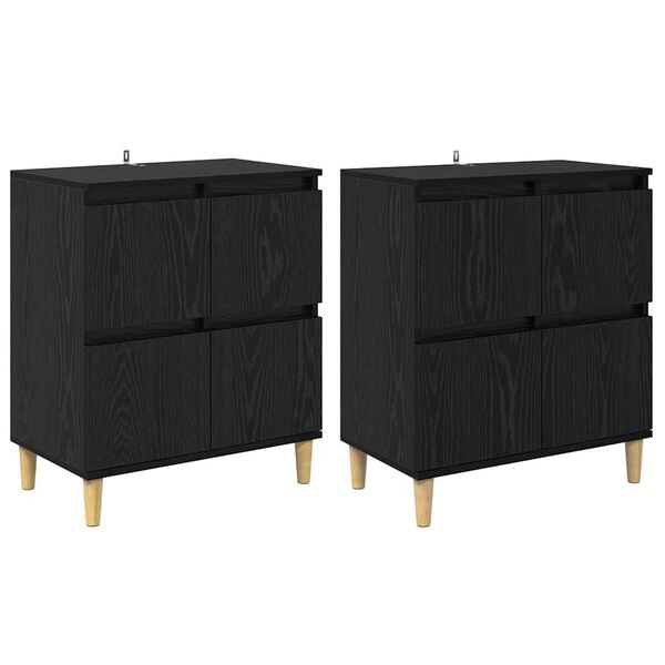 vidaXL Buffets 2 pcs Ch&ecirc;ne noir 60 x 35 x 70 cm Bois d'ing&eacute;nierie
