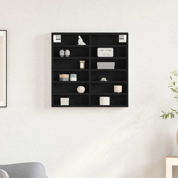 vidaXL Vitrine Ch&ecirc;ne noir 60 x 8,5 x 58 cm Bois d'ing&eacute;nierie