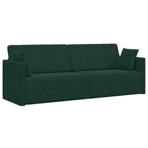 vidaXL Canap&eacute;-lit au sol Vert fonc&eacute; 213 x 70 x 77 cm Velours