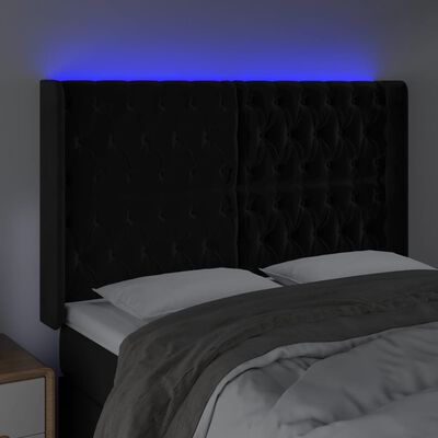 vidaXL Tête de lit à LED Noir 163x16x118/128 cm Velours
