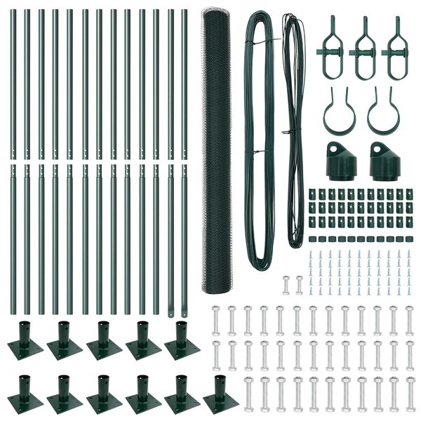 vidaXL Poteau de cl&ocirc;ture. Vert 25 x 1,6 m (maillage de 13 mm)
