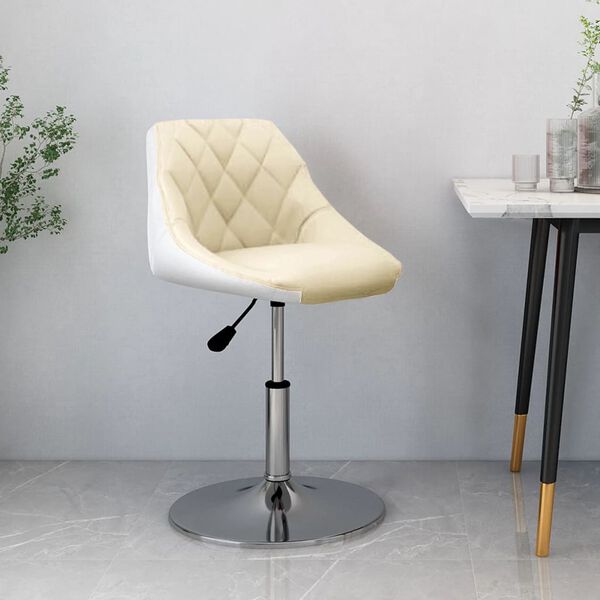 vidaXL Tabouret de bar Cr&egrave;me et blanc Similicuir